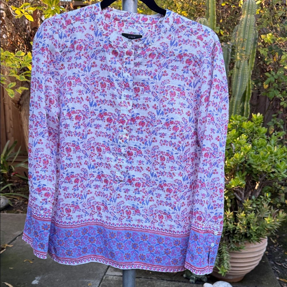 J. Crew Floral Blouse - Pink and Blue